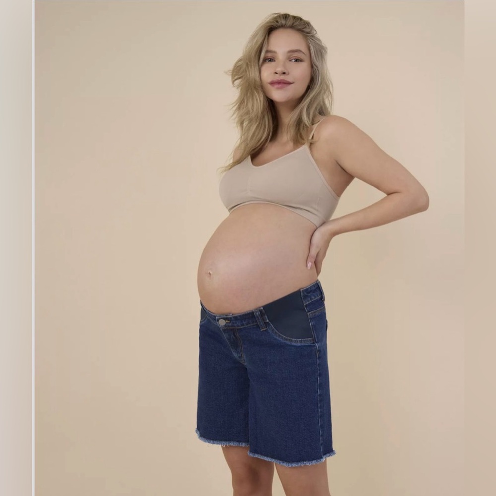 Motherhood Maternity Women's Under The Belly Maternity Dad Denim Shorts